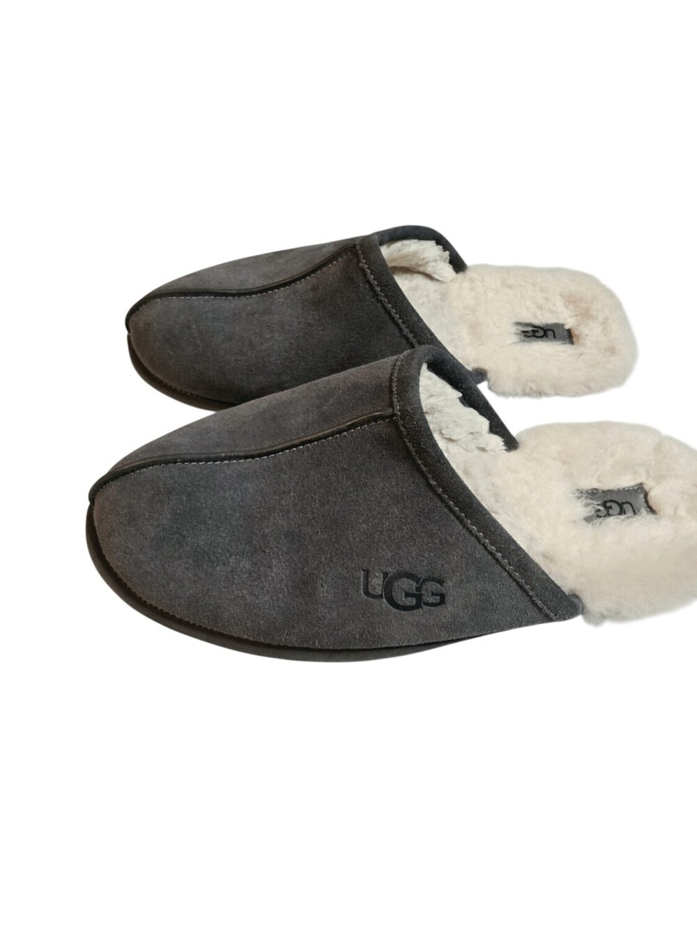 UGG Mens Scuff Slippers Size 15 Gray Suede Sheepskin Mule 1101111